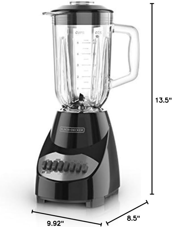 BLACK+DECKERBLACK+DECKER 10-Speed Countertop Blender, BL2010BG, 6-Cup Glass Jar, Dishwasher-Safe, Stainless Steel Blade, Suction Feet 10-Speed Countertop Blender, BL2010BG, 6-Cup Glass Jar, Dishwasher