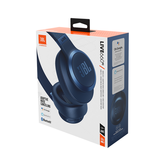 JBL Live 660NC - Wireless Over-Ear Noise Cancelling Headphones with Long Lasting Battery and Voice Assistant - Black, Medium